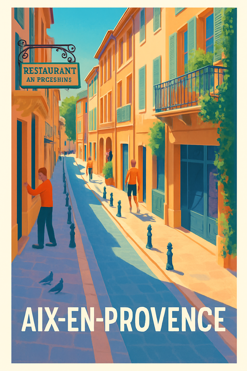 Bouches-du-Rhône France Pas de Cadre / 20 × 30cm Affiche de Aix-en-Provence - Flânerie sous le soleil méridional