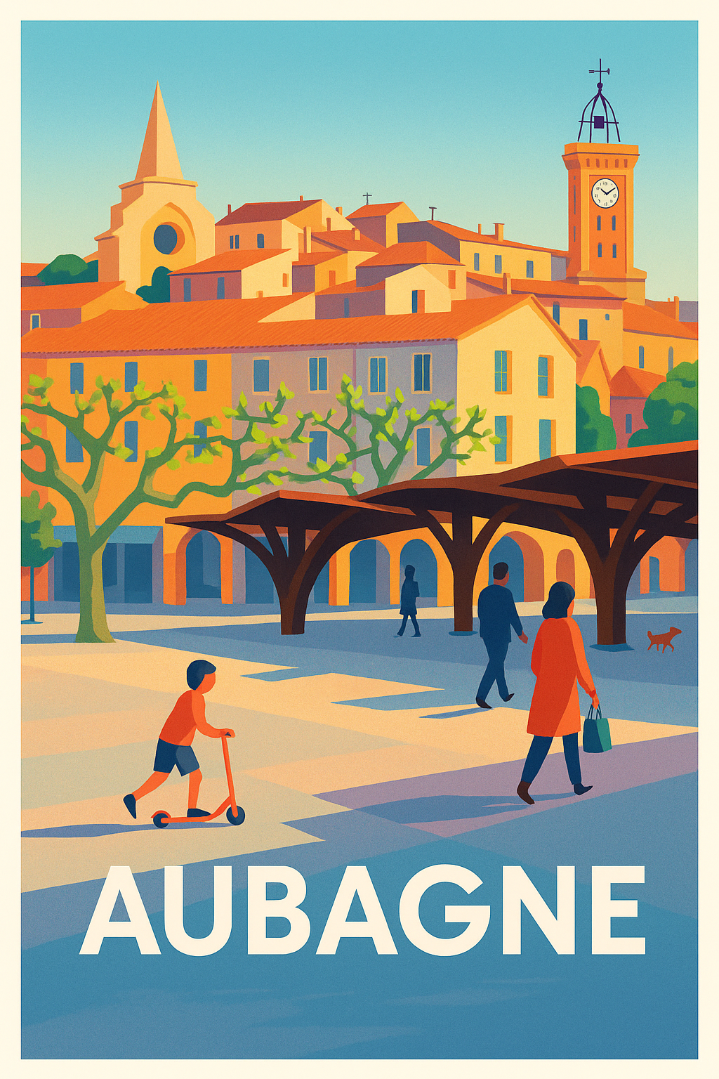 Affiche Aubagne — Promenade ensoleillée au cœur de la Provence · poster d'art de Aubagne