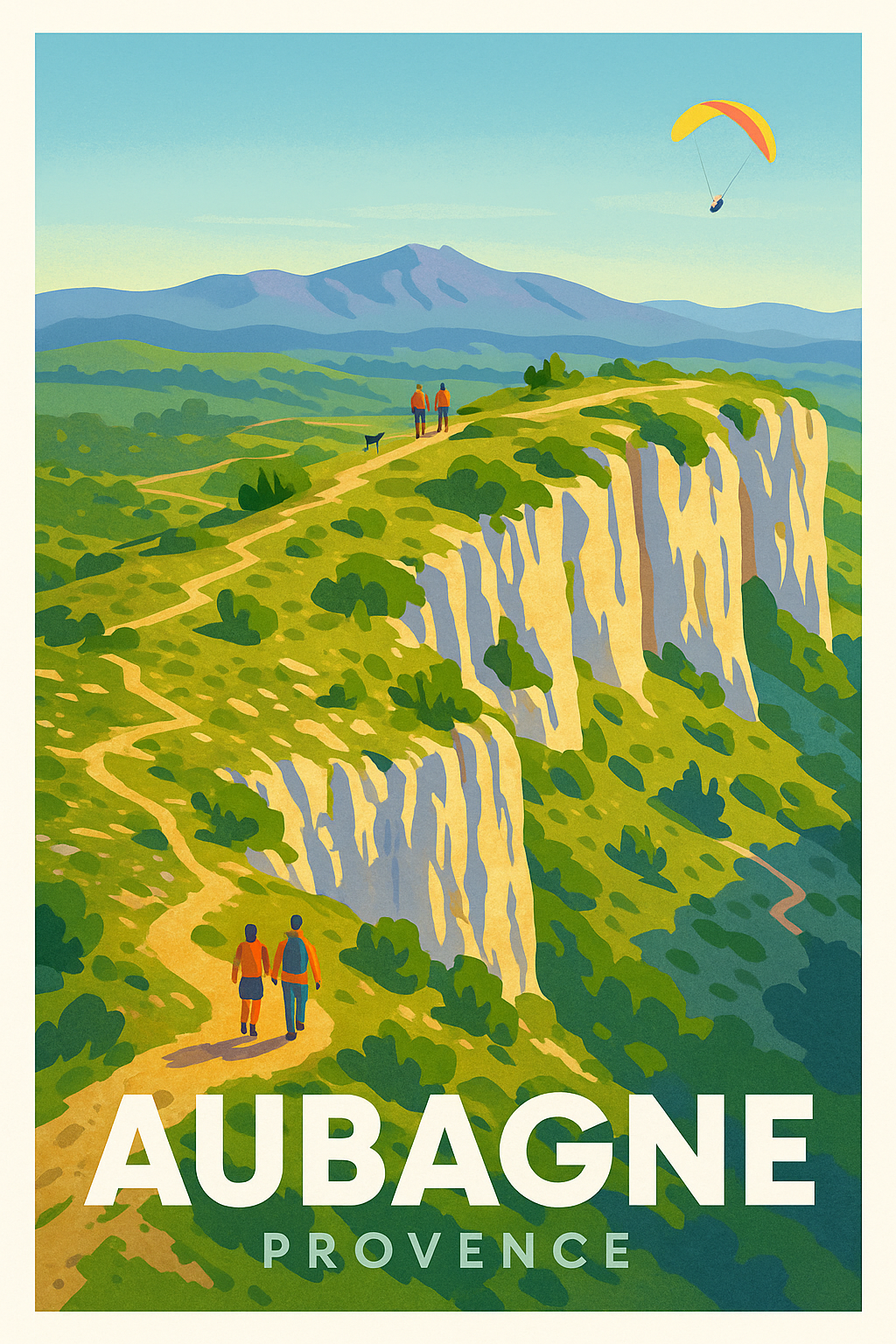 Affiche Aubagne — Randonnées et panoramas en Provence · poster d'art de Aubagne