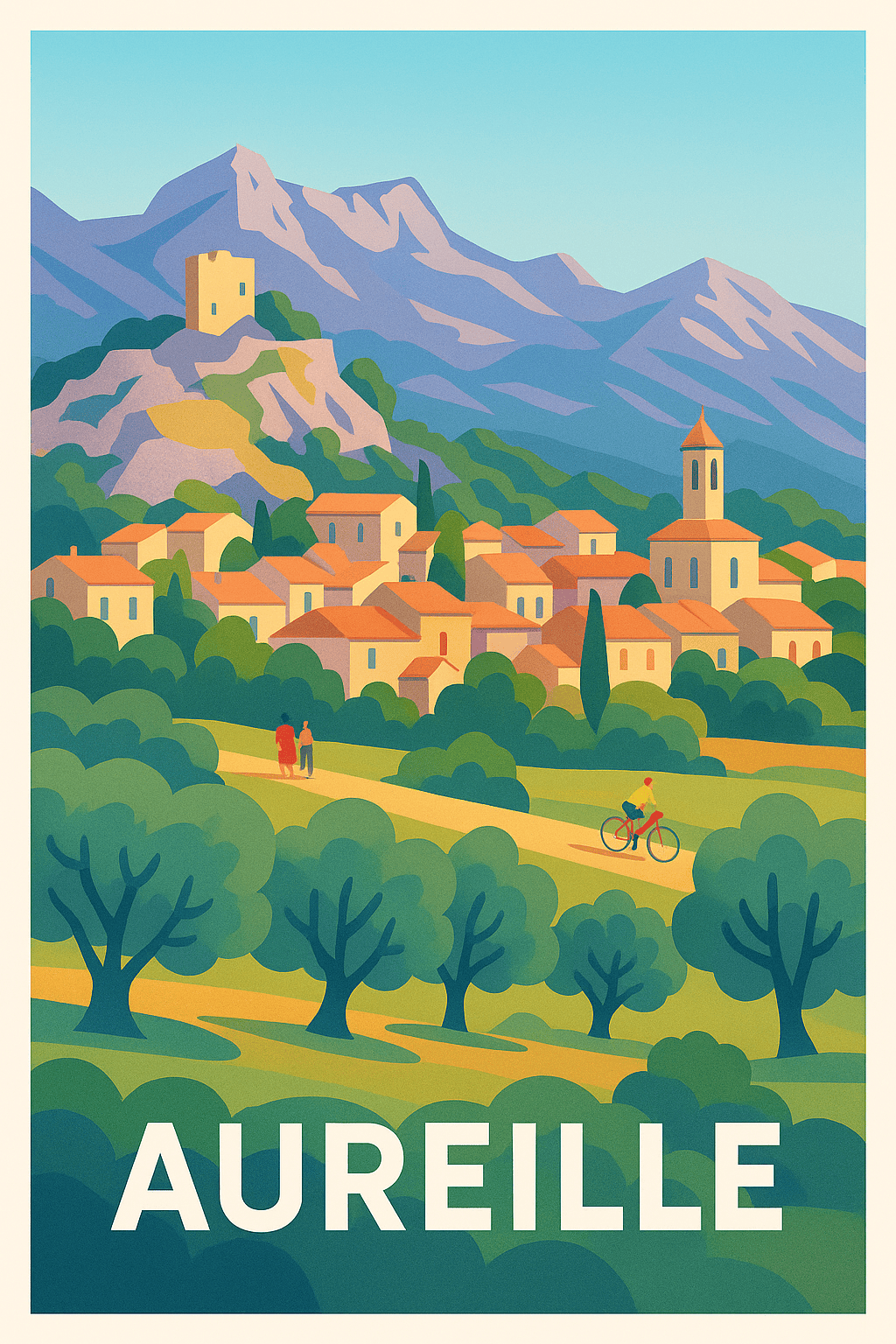 Affiche Aureille — Charme Provençal entre Montagnes et Verdures · poster d'art de Aureille