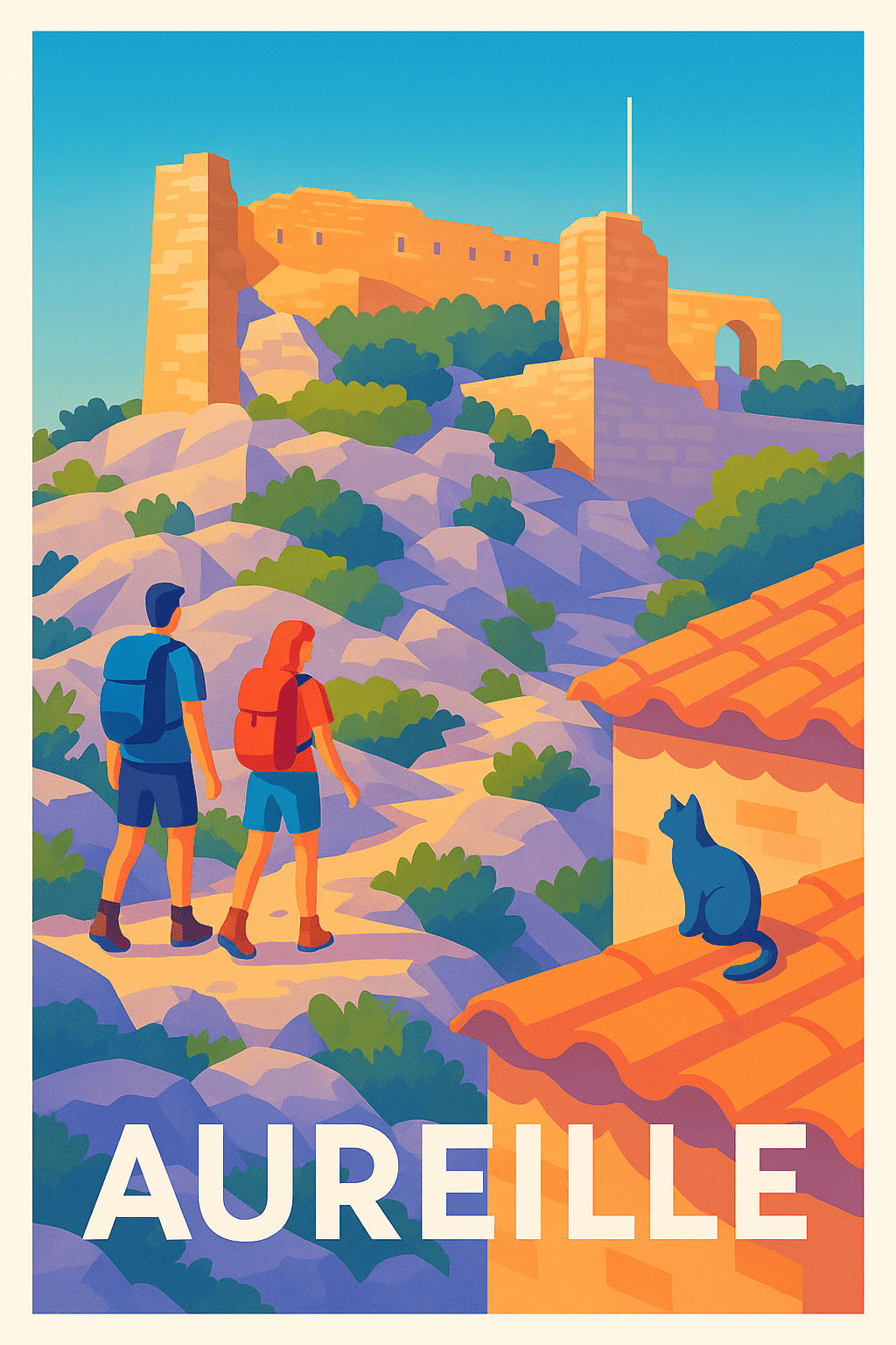 Affiche Aureille — L'appel de la randonnée provençale · poster d'art de Aureille