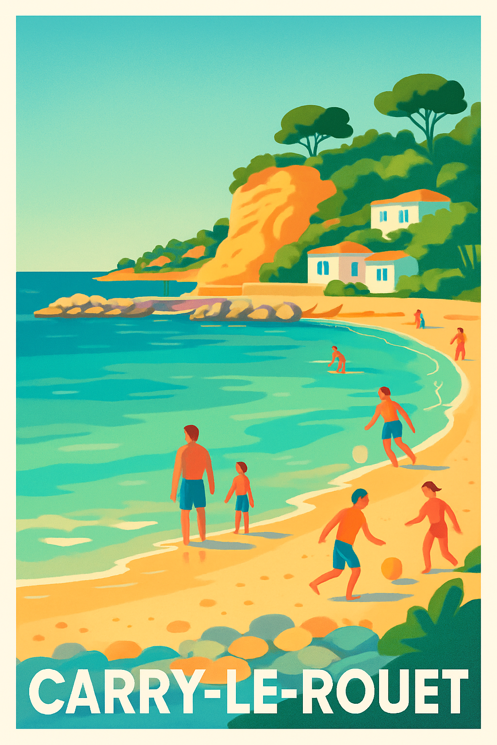 Affiche Carry-le-Rouet — Escapade ensoleillée sur la Côte Bleue · poster d'art de Carry-le-Rouet