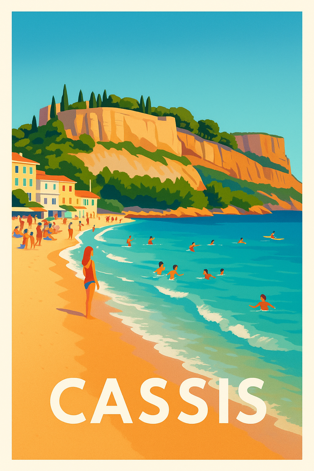 Bouches-du-Rhône France Pas de Cadre / 20 × 30cm Affiche de Cassis - Douceur d’été sur la plage