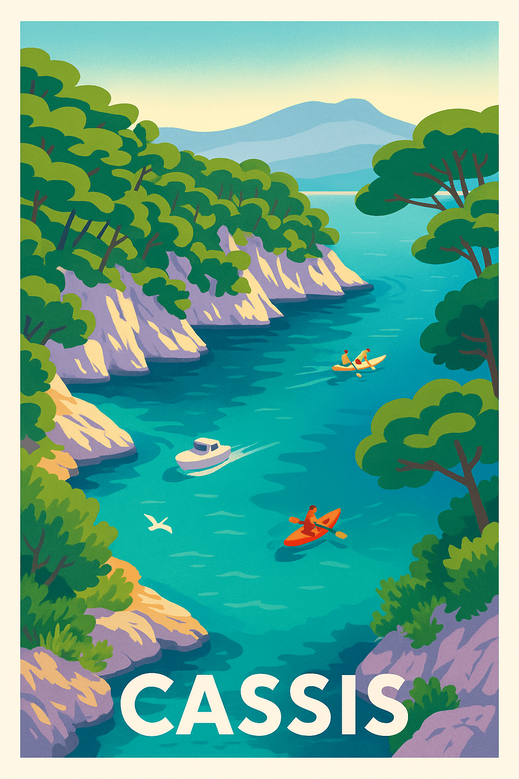 Bouches-du-Rhône France Pas de Cadre / 20 × 30cm Affiche de Cassis - Évasion en calanques turquoise