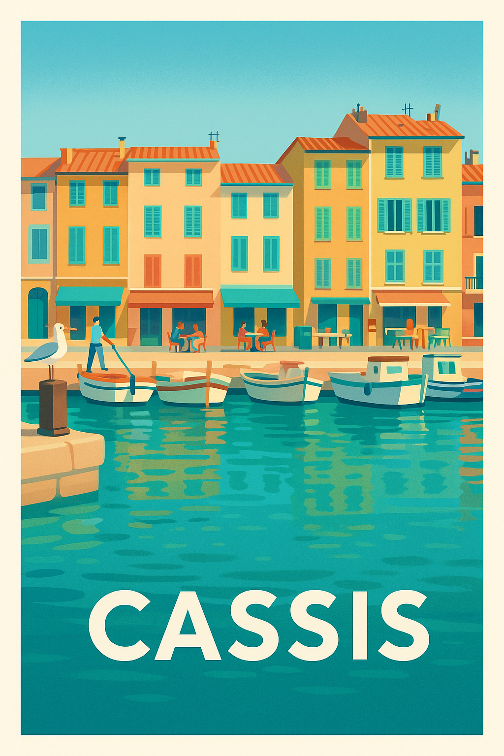 Bouches-du-Rhône France Pas de Cadre / 20 × 30cm Affiche de Cassis - Le charme coloré du port ensoleillé