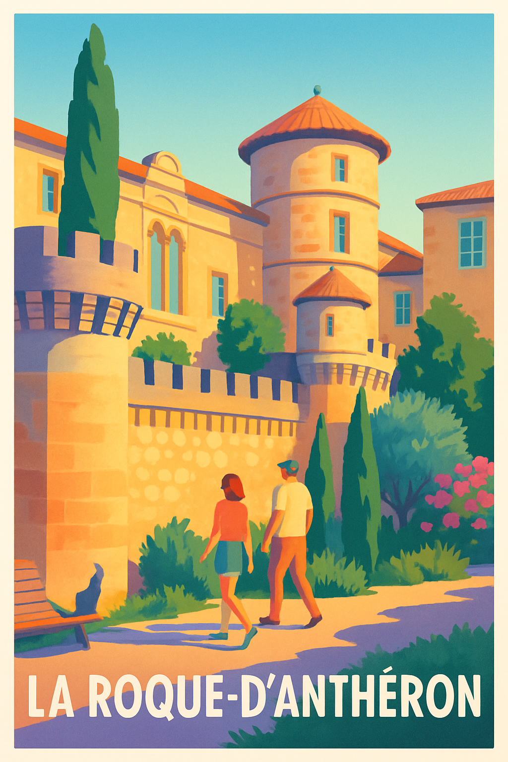 Affiche La Roque-d'Anthéron — Promenade au cœur du charme provençal · poster d'art de La Roque-d'Anthéron