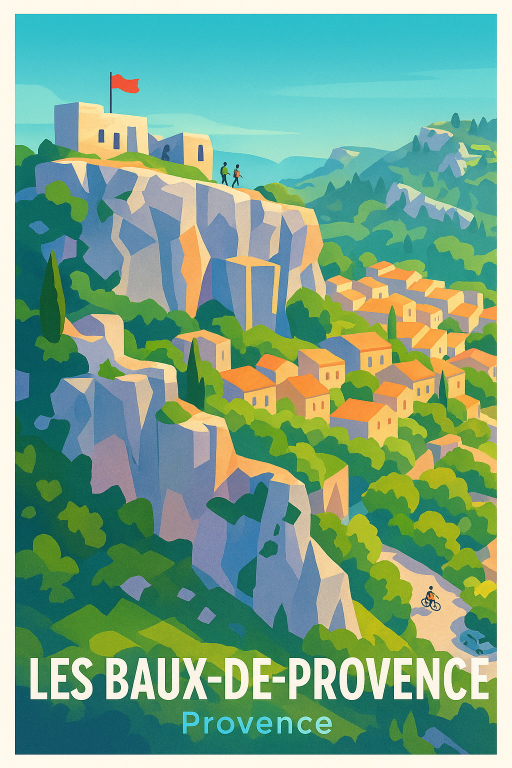 Bouches-du-Rhône France Pas de Cadre / 20 × 30cm Affiche de Les Baux-de-Provence – Village perché au cœur de la nature