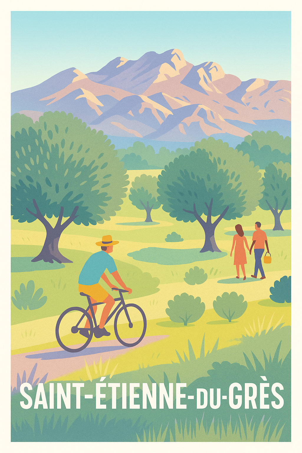 Bouches-du-Rhône France Pas de Cadre / 20 × 30cm Affiche de Saint-Étienne-du-Grès - Évasion Nature et Douceur Provençale