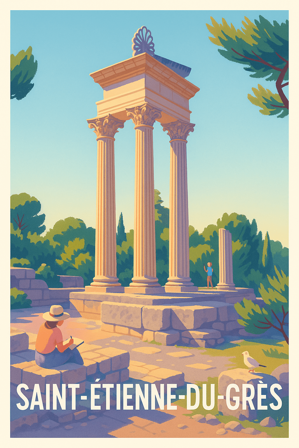 Bouches-du-Rhône France Pas de Cadre / 20 × 30cm Affiche de Saint-Étienne-du-Grès - L'élégance des ruines antiques en Provence