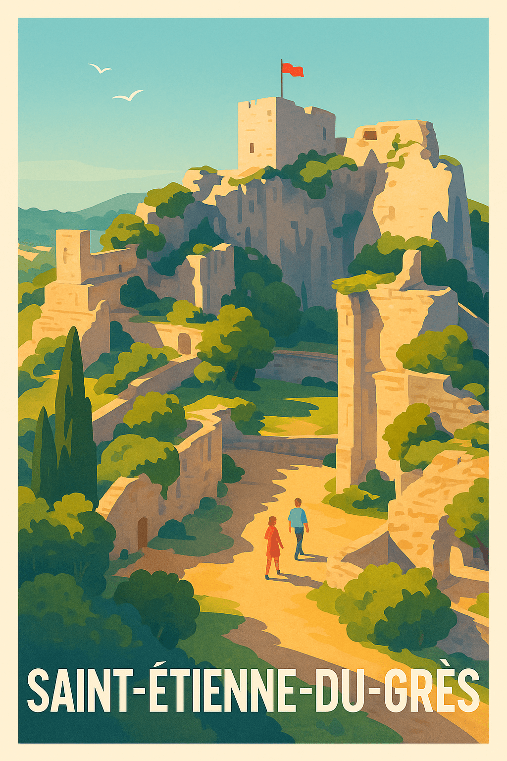 Bouches-du-Rhône France Pas de Cadre / 20 × 30cm Affiche de Saint-Étienne-du-Grès - Voyage au cœur des ruines historiques