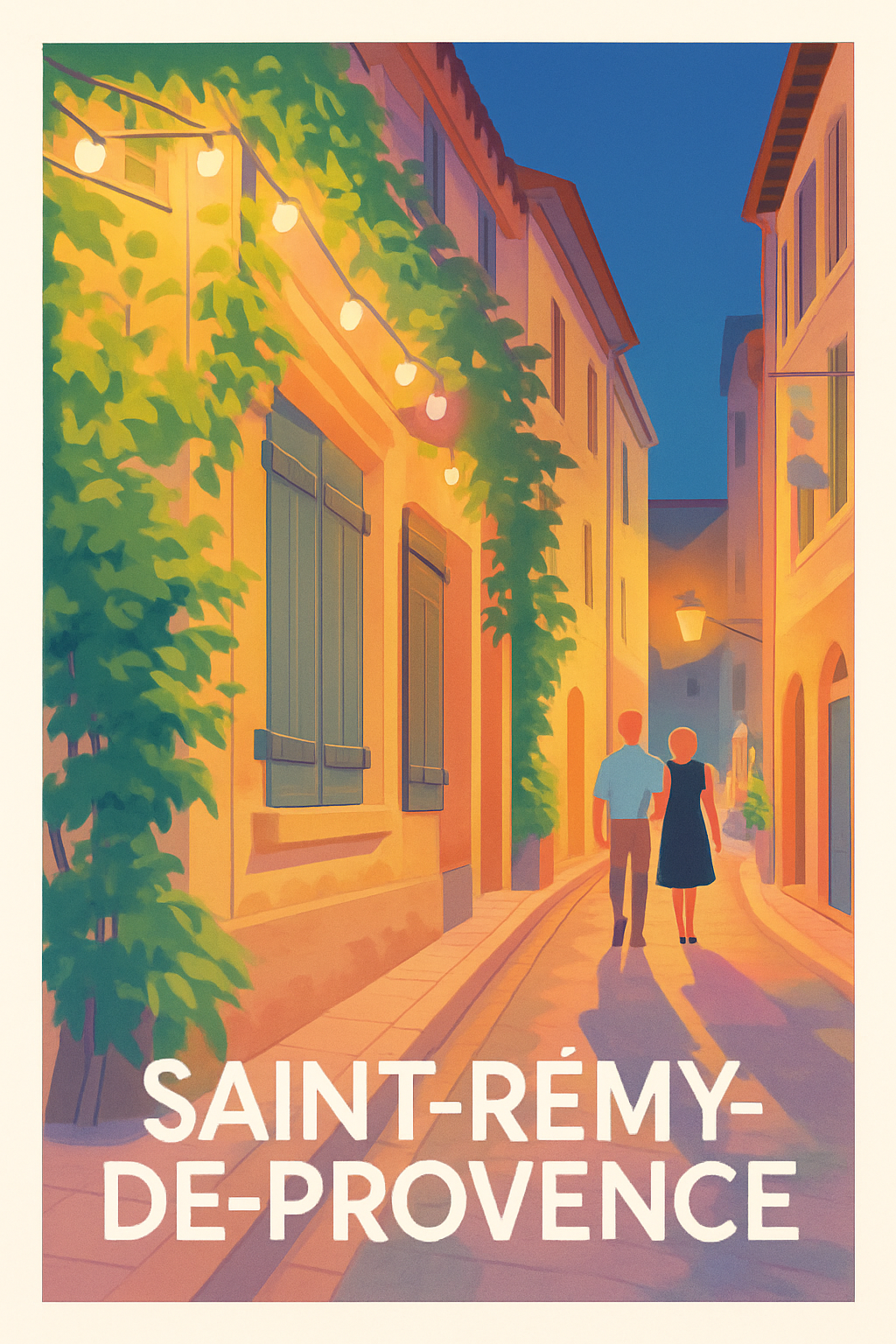 Affiche Saint-Rémy-de-Provence — Flânerie romantique au crépuscule · poster d'art de Saint-Rémy-de-Provence