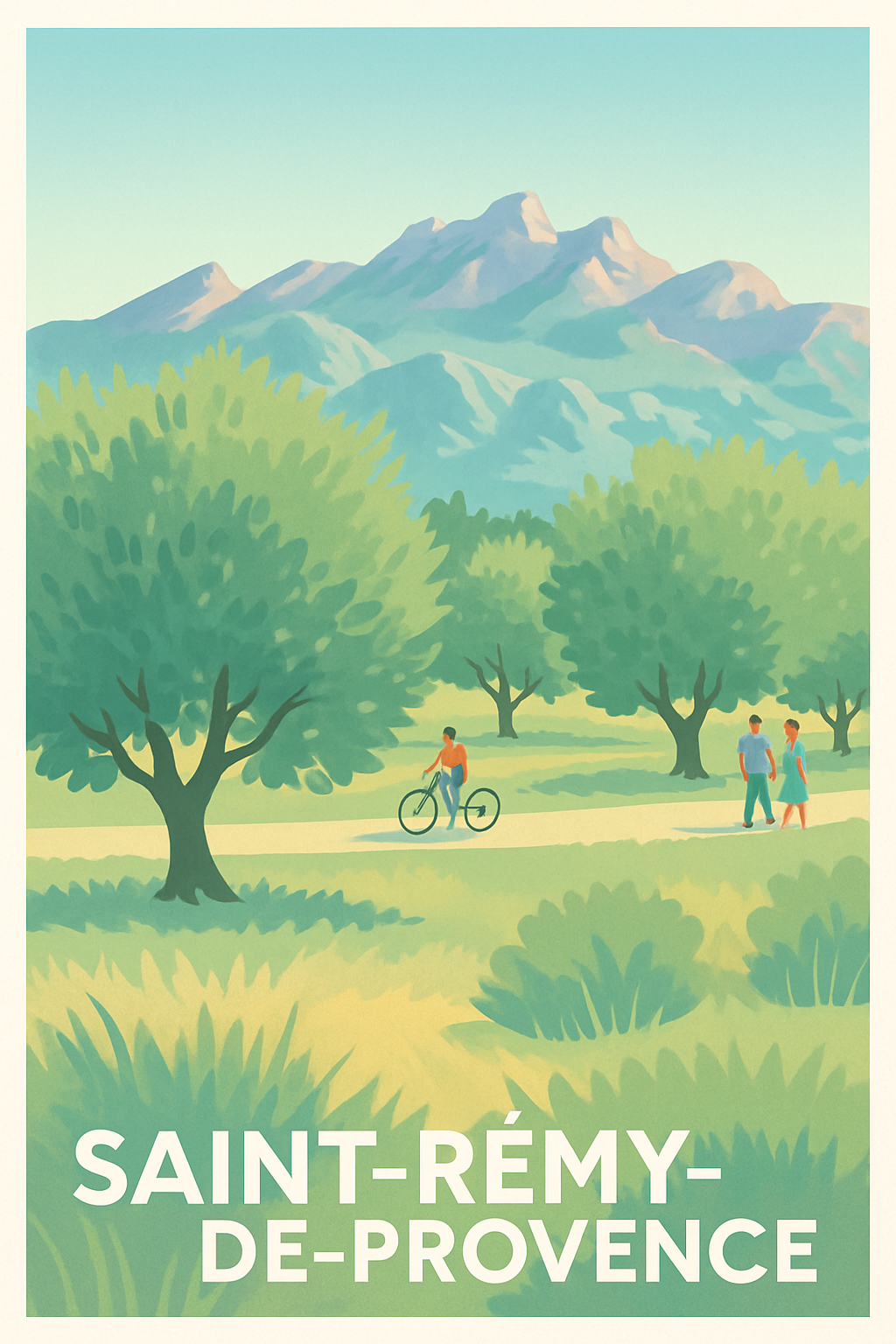 Affiche Saint-Rémy-de-Provence — Promenade bucolique au cœur de la nature · poster d'art de Saint-Rémy-de-Provence