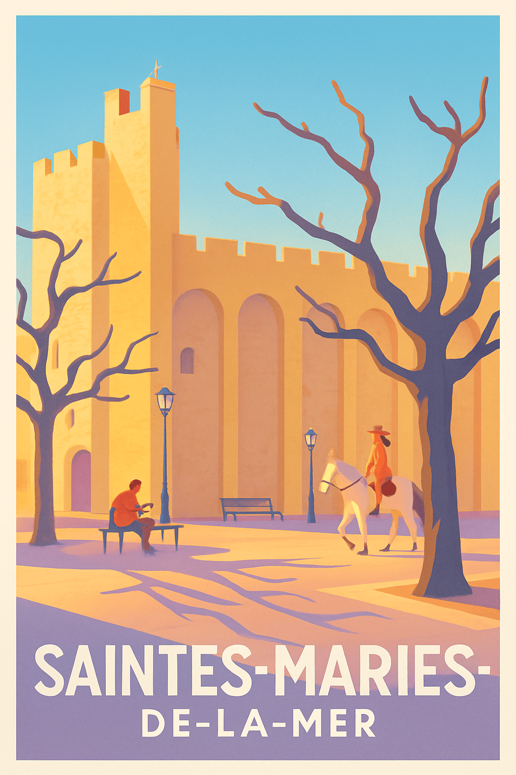 Bouches-du-Rhône France Pas de Cadre / 20 × 30cm Affiche de Saintes-Maries-de-la-Mer - L'âme provençale en lumière douce