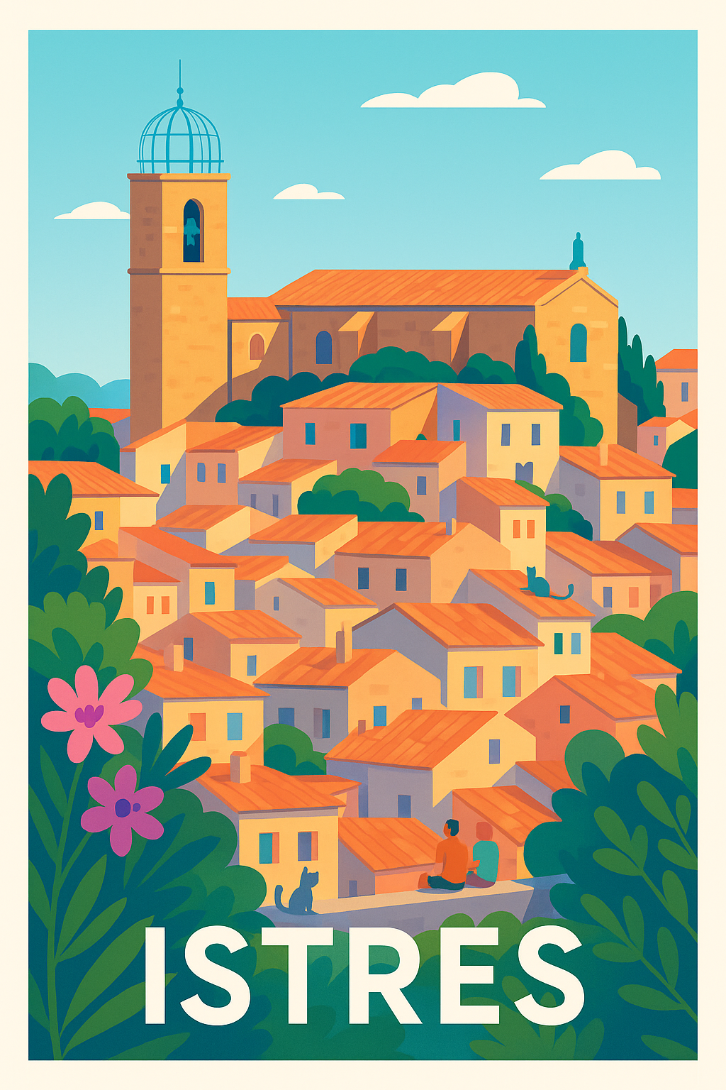 Bouches-du-Rhône France Pas de Cadre / 20 × 30cm Affiche Istres - Charme provençal au soleil couchant