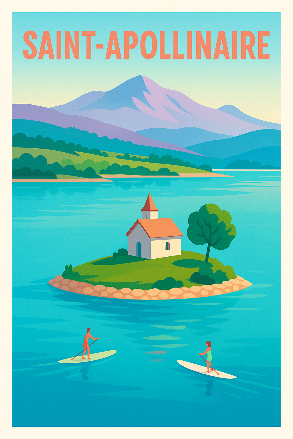Affiche Saint-Apollinaire — Évasion et sérénité au fil de l'eau · poster d'art de Saint-Apollinaire