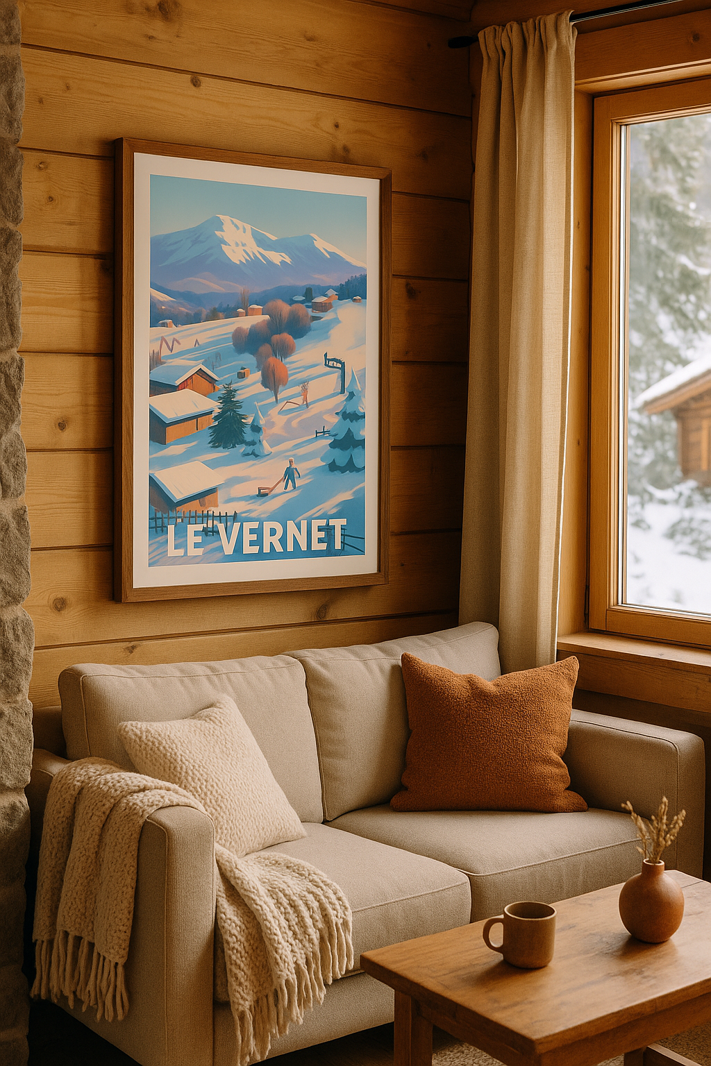 Mise en situation Affiche Le Vernet - Charme hivernal des montagnes