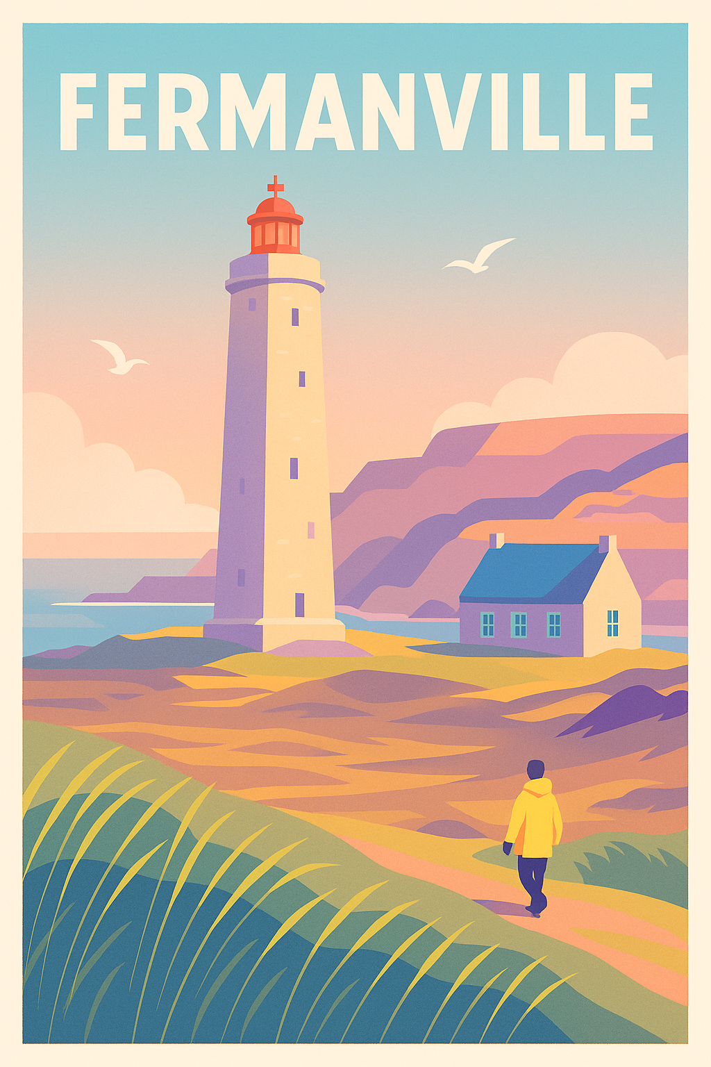 Affiche de Fermanville - Flânerie au phare de la côte normande