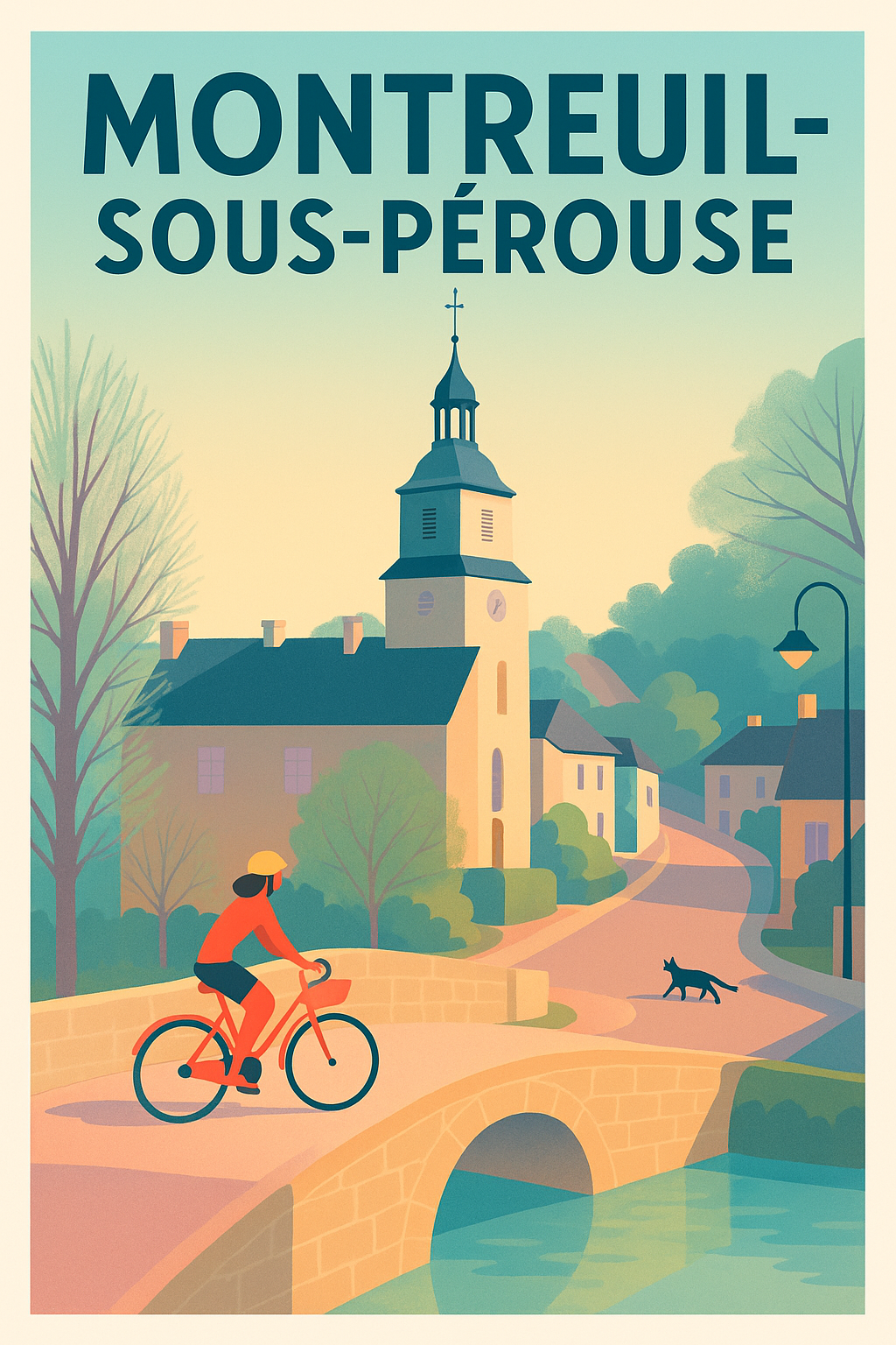 Affiche de Montreuil-sous-Pérouse - Sérénité à vélo au cœur du village