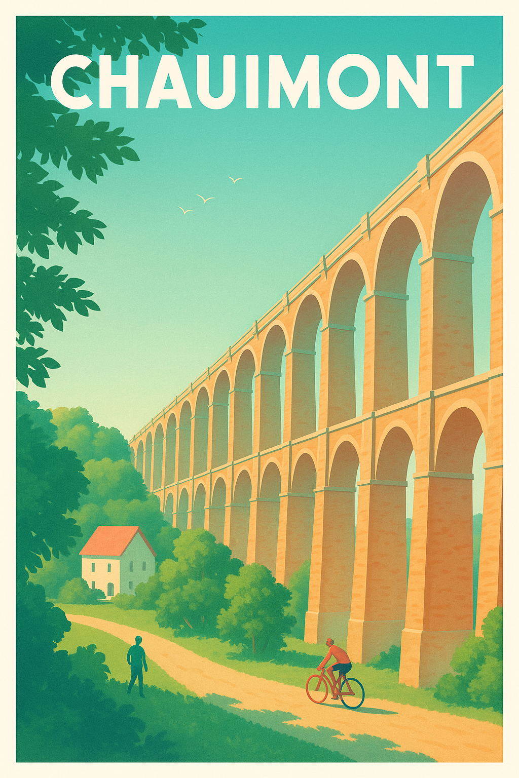Affiche Chaumont — Une balade sous l'aqueduc majestueux · poster d'art de Chaumont