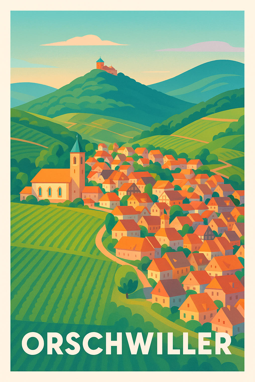 Affiche Orschwiller — Charme et couleurs d'un village alsacien · poster d'art de Orschwiller