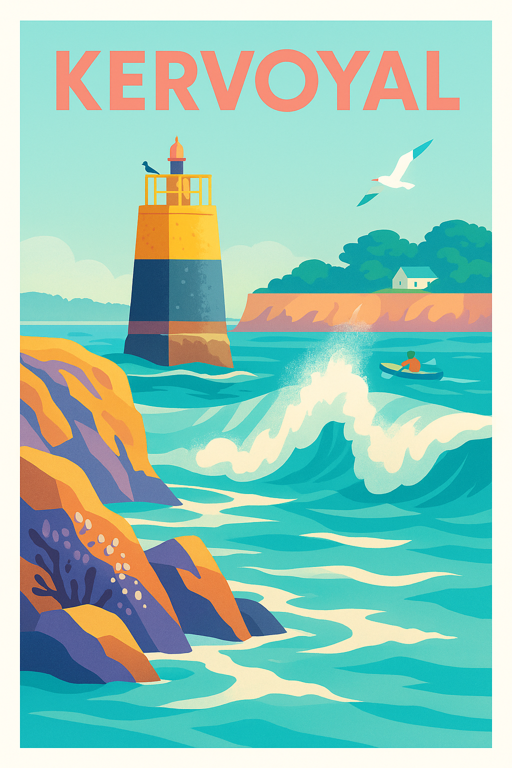 Affiche de Kervoyal - Charme marin et éclat des vagues