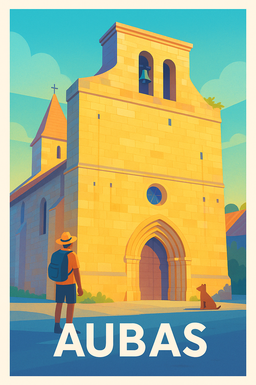 Affiche Aubas — Lumières dorées d'un patrimoine authentique · poster d'art de Aubas
