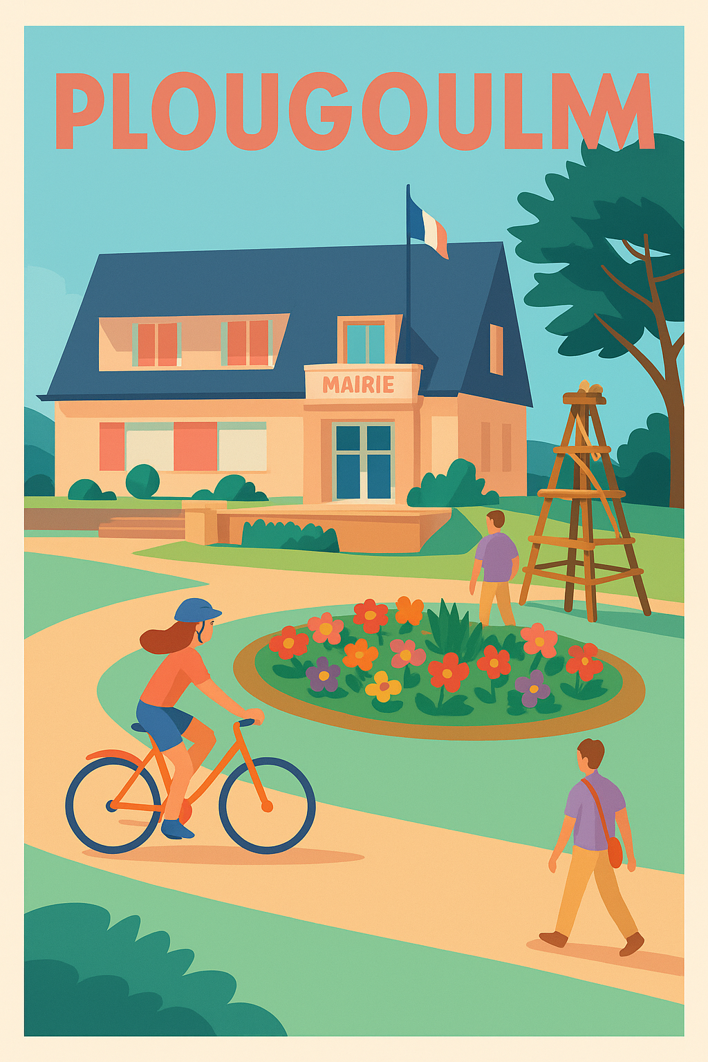 Affiche de Plougoulm - L'élégance tranquille de la mairie en plein air