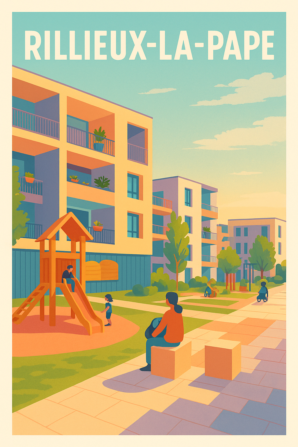 Affiche de Rillieux-la-Pape - Douceur de vie urbaine en lumière dorée
