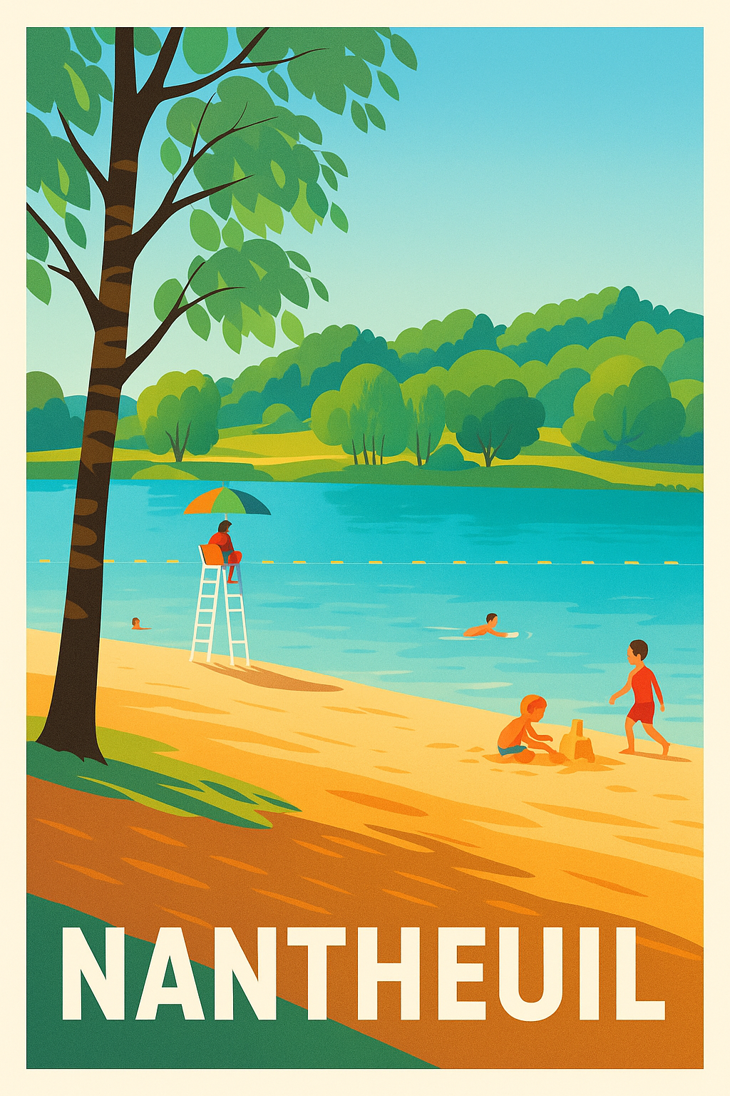 Affiche Nantheuil — Été paisible au bord de l'eau · poster d'art de Nantheuil