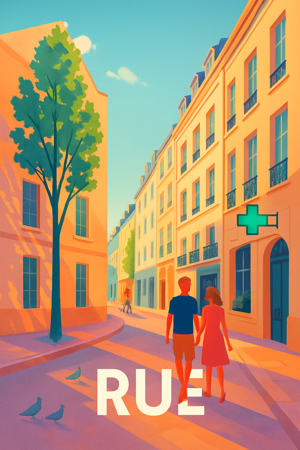Affiche de Paris - Promenade romantique ensoleillée