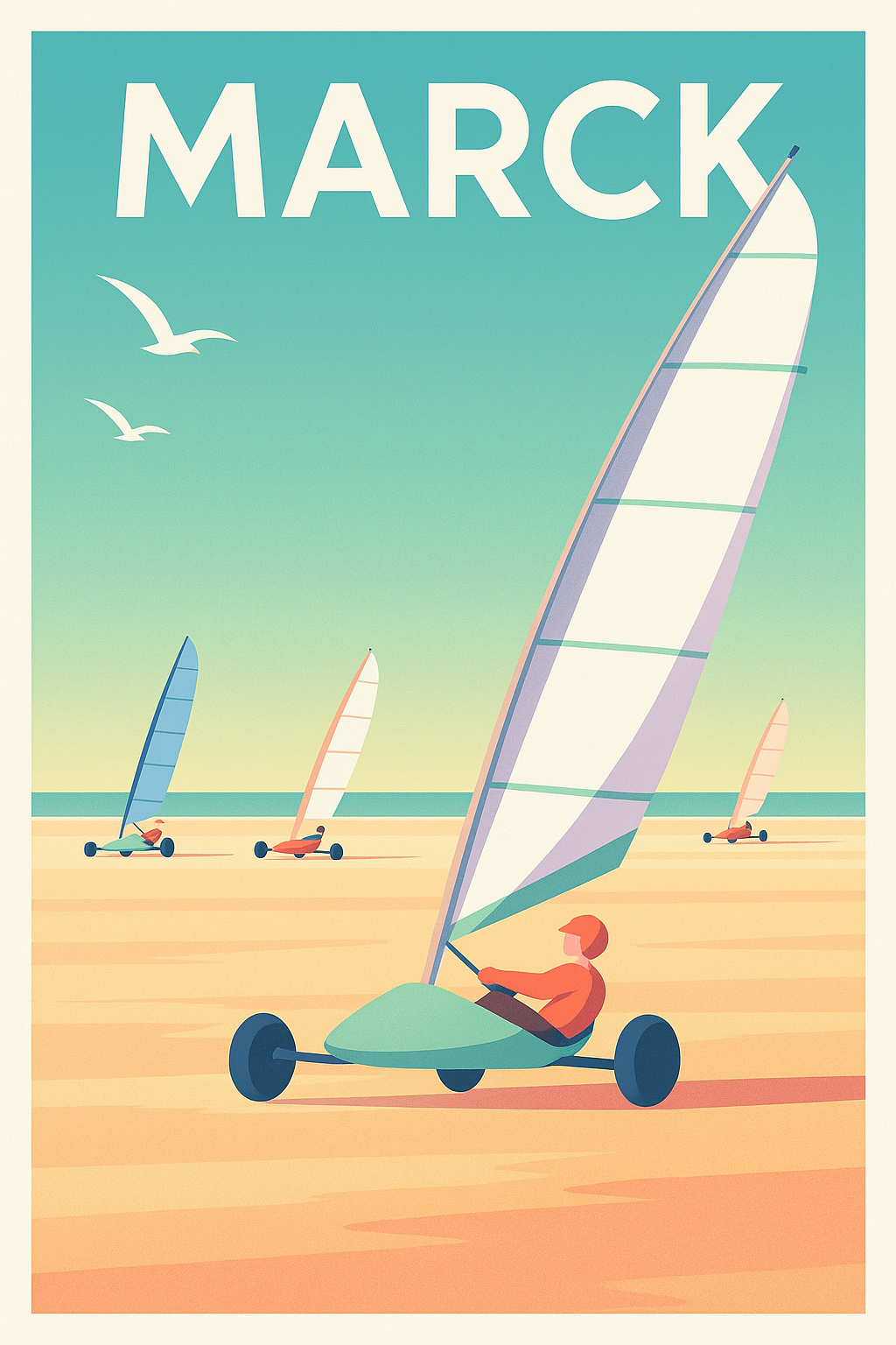 Affiche de Marck - L'art du char à voile sur la plage
