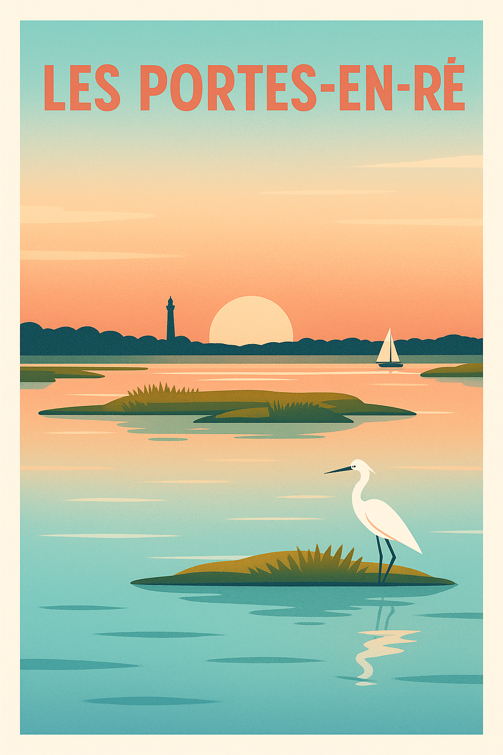 Affiche de Les Portes-en-Ré - Sérénité au coucher du soleil