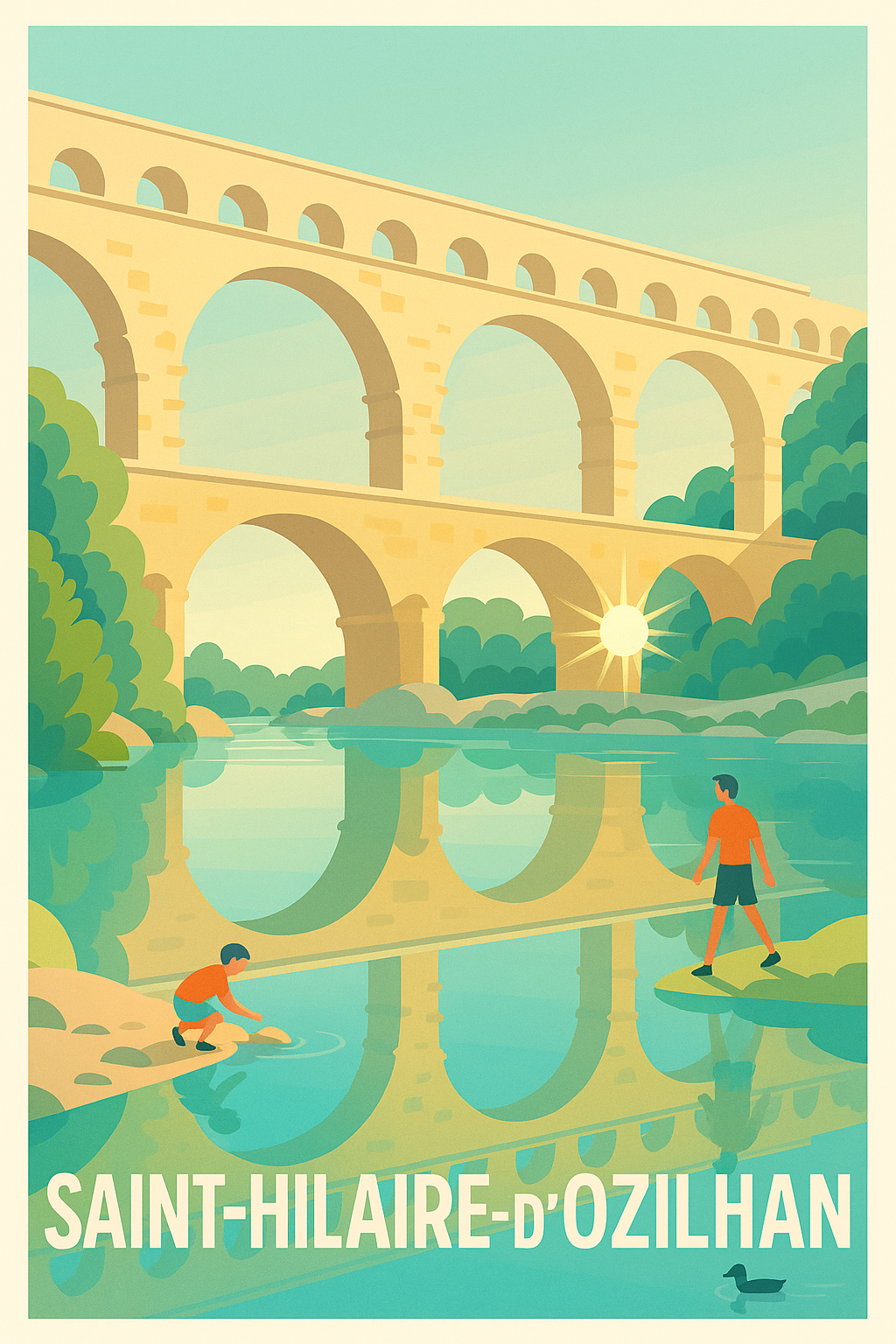 Affiche Saint-Hilaire-d'Ozilhan — L'élégance du Pont Antique · poster d'art de Saint-Hilaire-d'Ozilhan