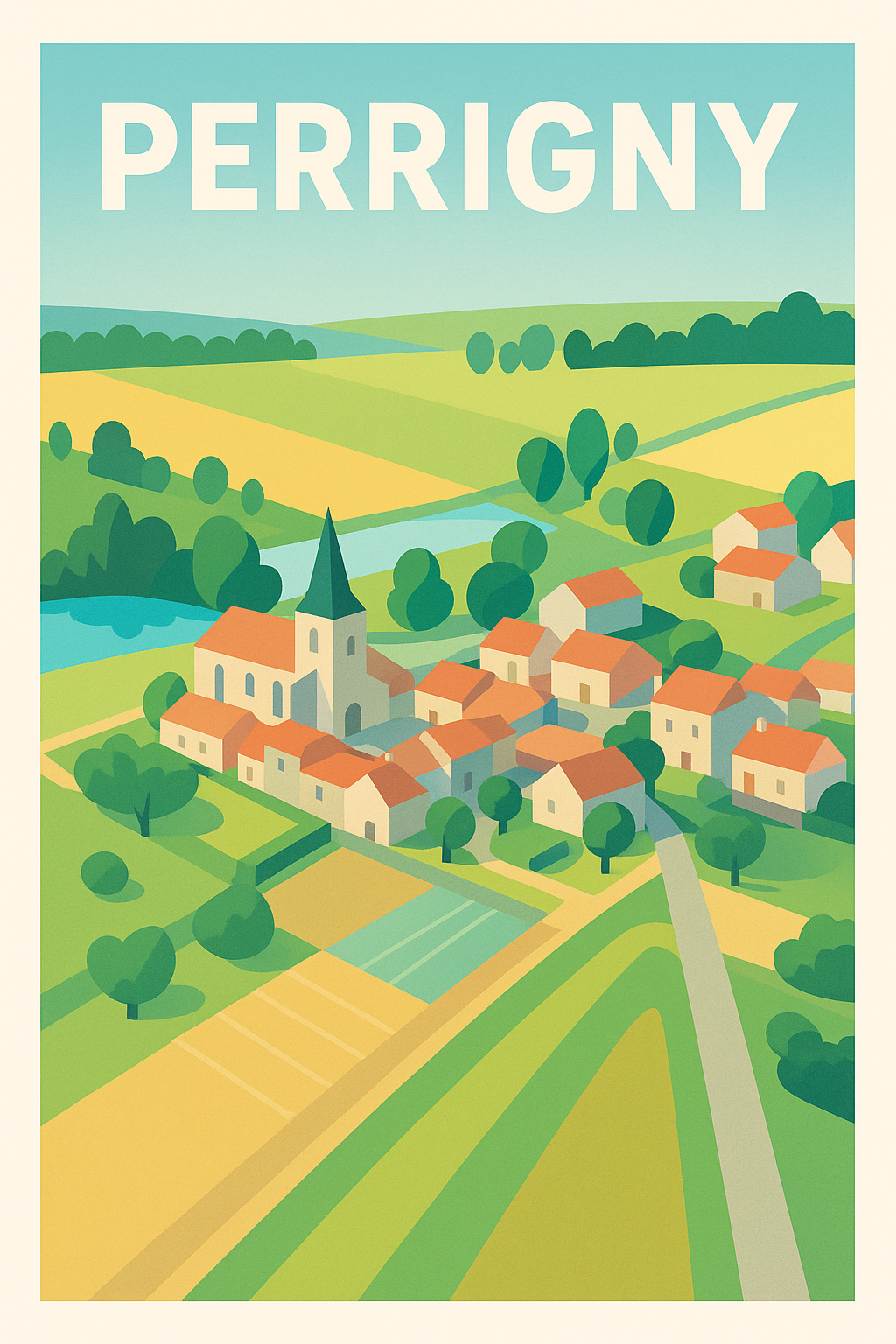 Affiche de Perrigny - Charme bucolique de la campagne française