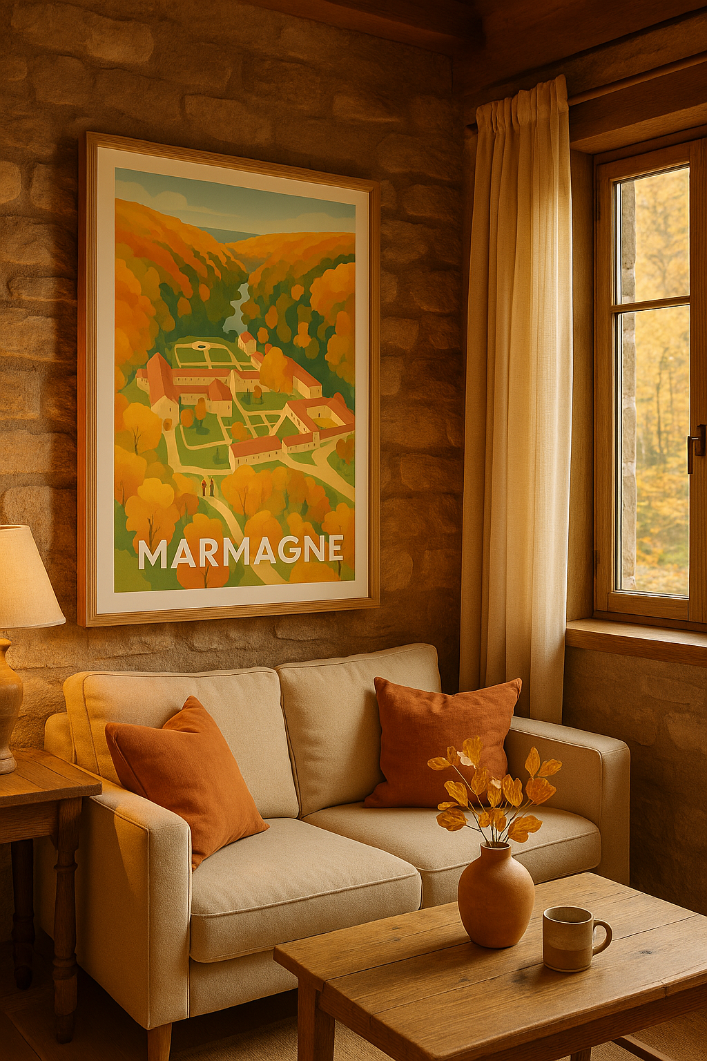 Affiche Marmagne — Escapade bucolique en Bourgogne · poster d'art de Marmagne