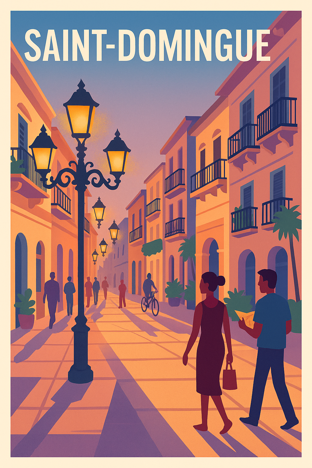 Affiche de Saint-Domingue - Promenade au crépuscule dans la vieille ville