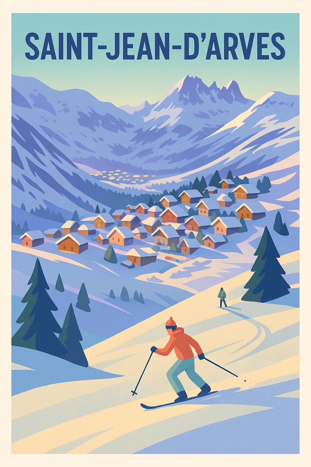 Affiche Saint-Jean-d'Arves — Évasion hivernale en montagne · poster d'art de Saint-Jean-d'Arves