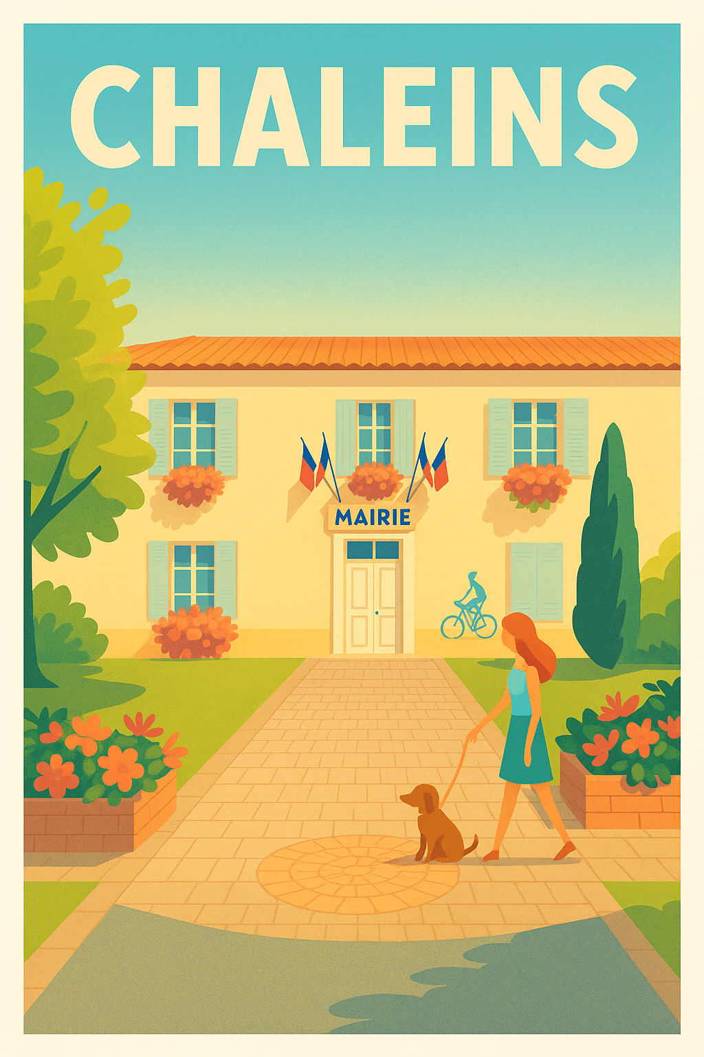 Affiche de Chaleins - Le charme paisible de la mairie et ses jardins fleuris