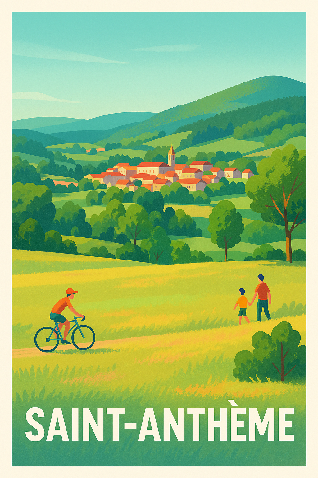 Affiche Saint-Anthème — Sérénité à la campagne · poster d'art de Saint-Anthème