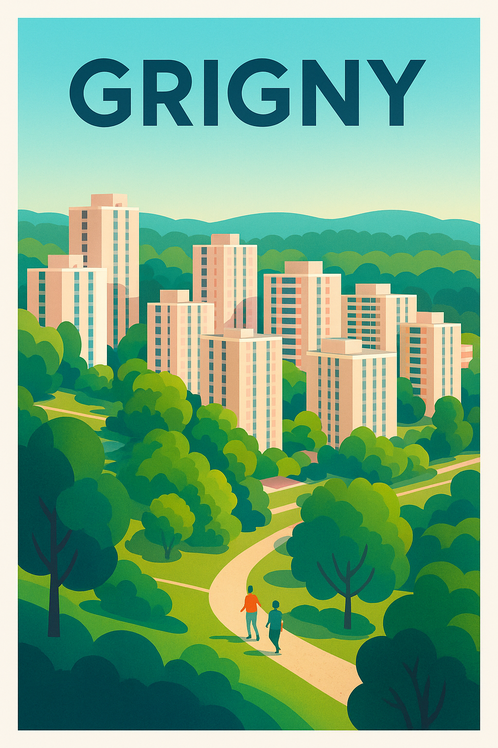Affiche Grigny — Harmonie Urbaine et Nature · poster d'art de Grigny