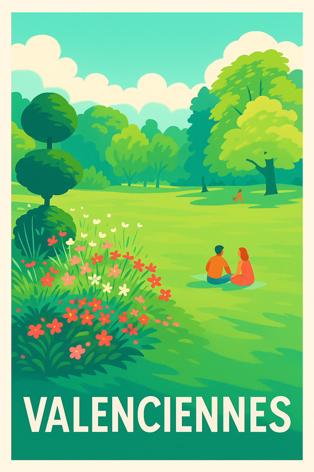 Affiche Valenciennes — L'évasion bucolique au cœur des espaces verts · poster d'art de Valenciennes