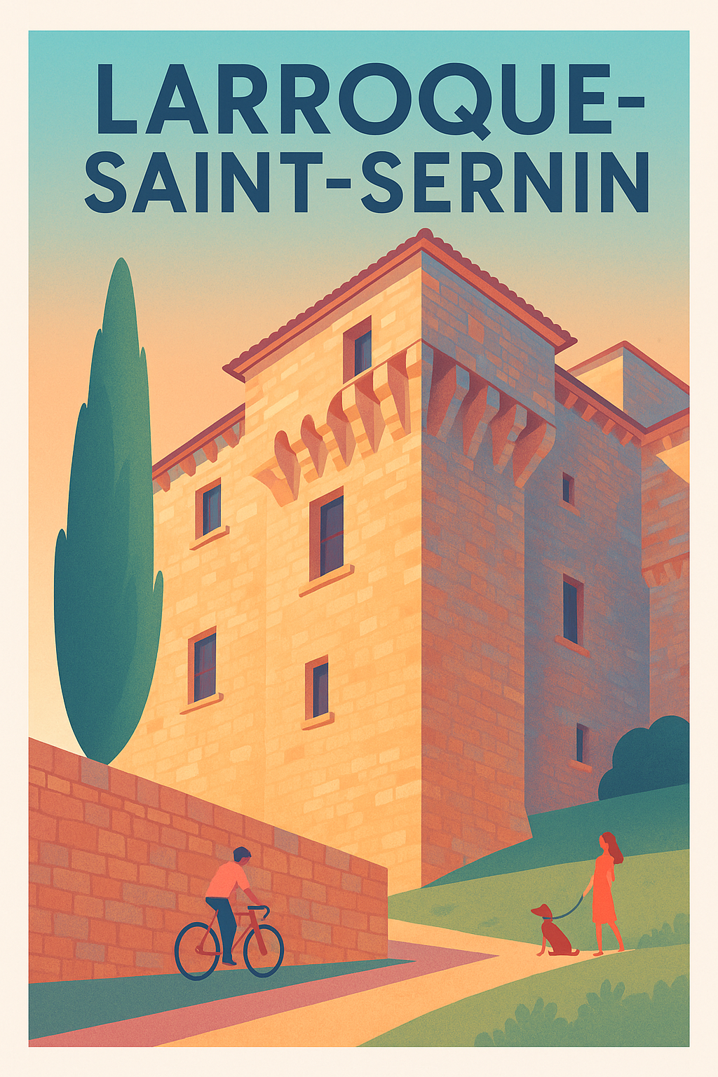 Affiche Larroque-Saint-Sernin — Charme et Sérénité Médiévale · poster d'art de Larroque-Saint-Sernin