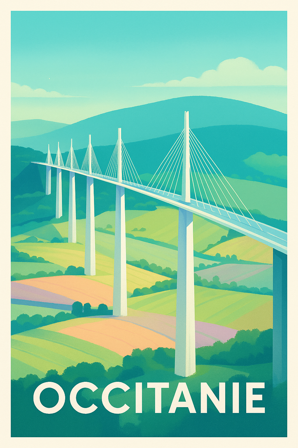 Affiche Occitanie — Le Pont iconique en majesté · poster d'art de Occitanie