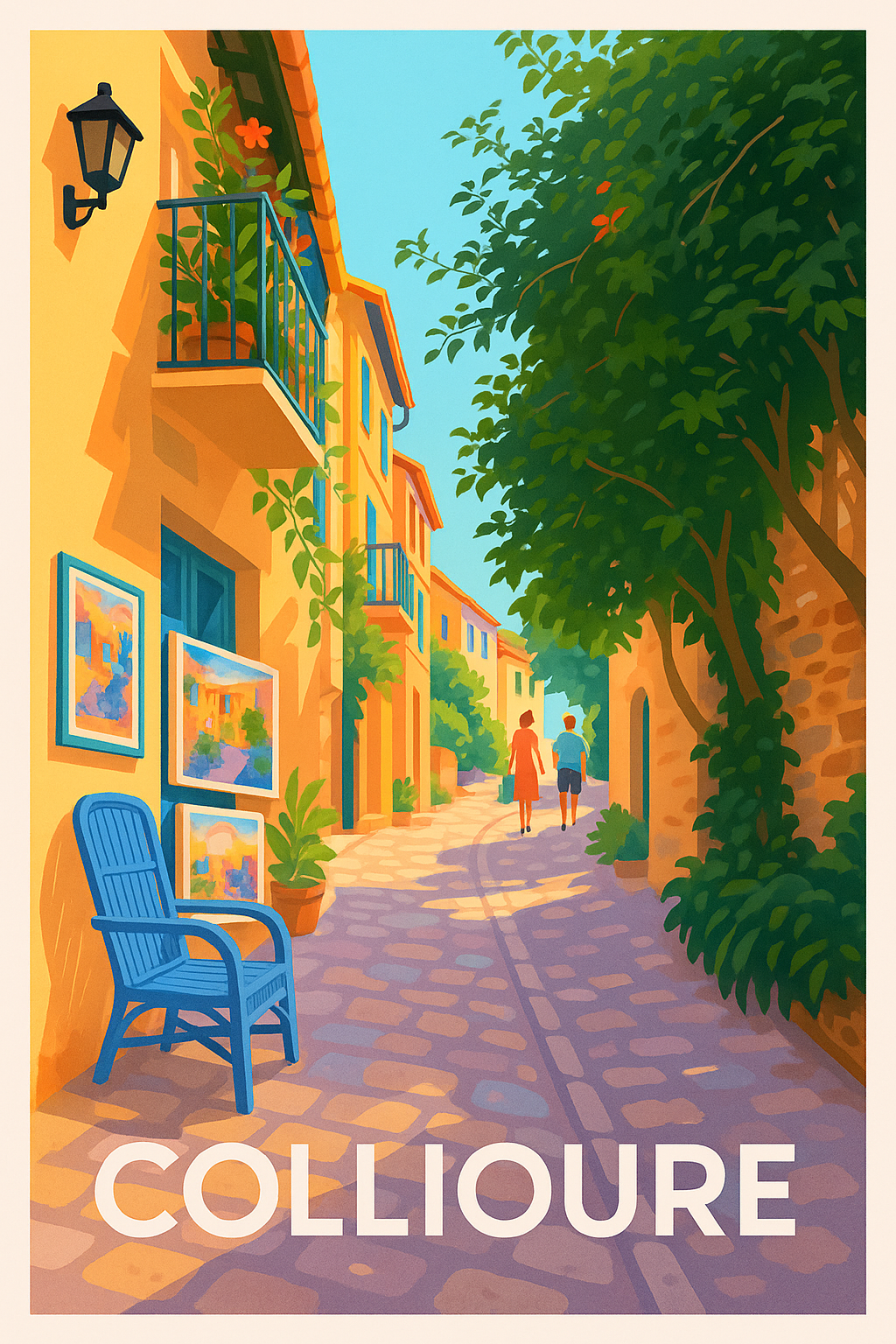 Affiche Collioure — Charme d'une ruelle ensoleillée · poster d'art de Collioure