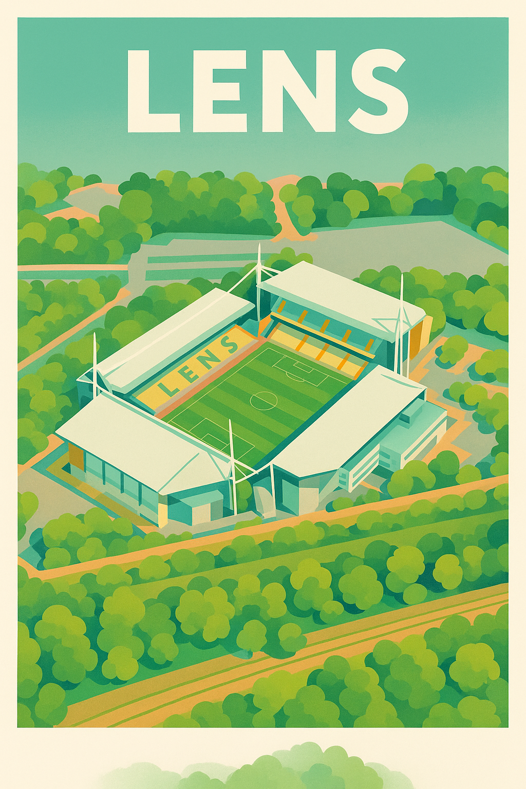 Affiche Lens — L'emblématique stade en pleine nature · poster d'art de Lens