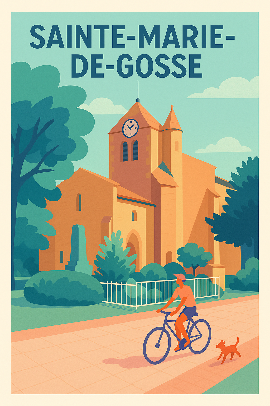 Affiche de Sainte-Marie-de-Gosse - Charme et douceur de vie à vélo
