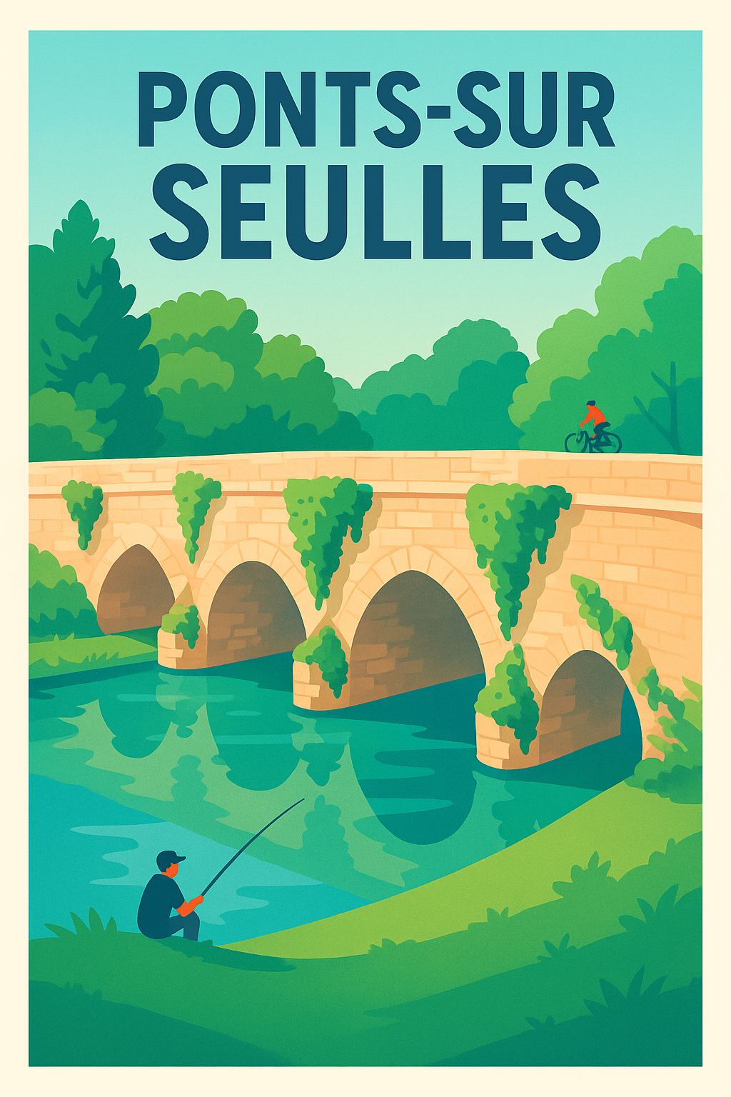 Affiche de Ponts-sur-Seulles - Harmonie bucolique au fil de l'eau