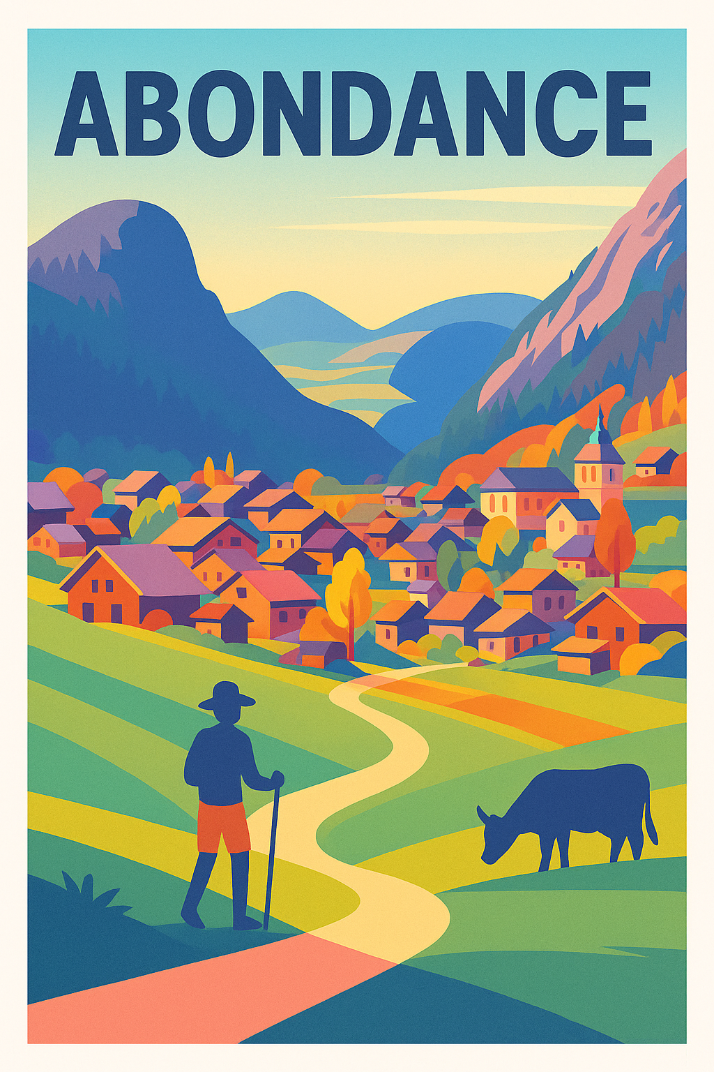 Affiche de Abondance - Charme bucolique et patrimoine montagnard