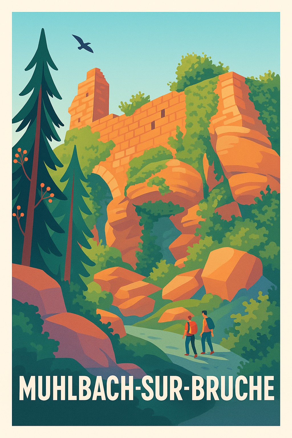 Affiche Muhlbach-sur-Bruche — Échappée Nature et Histoire · poster d'art de Muhlbach-sur-Bruche