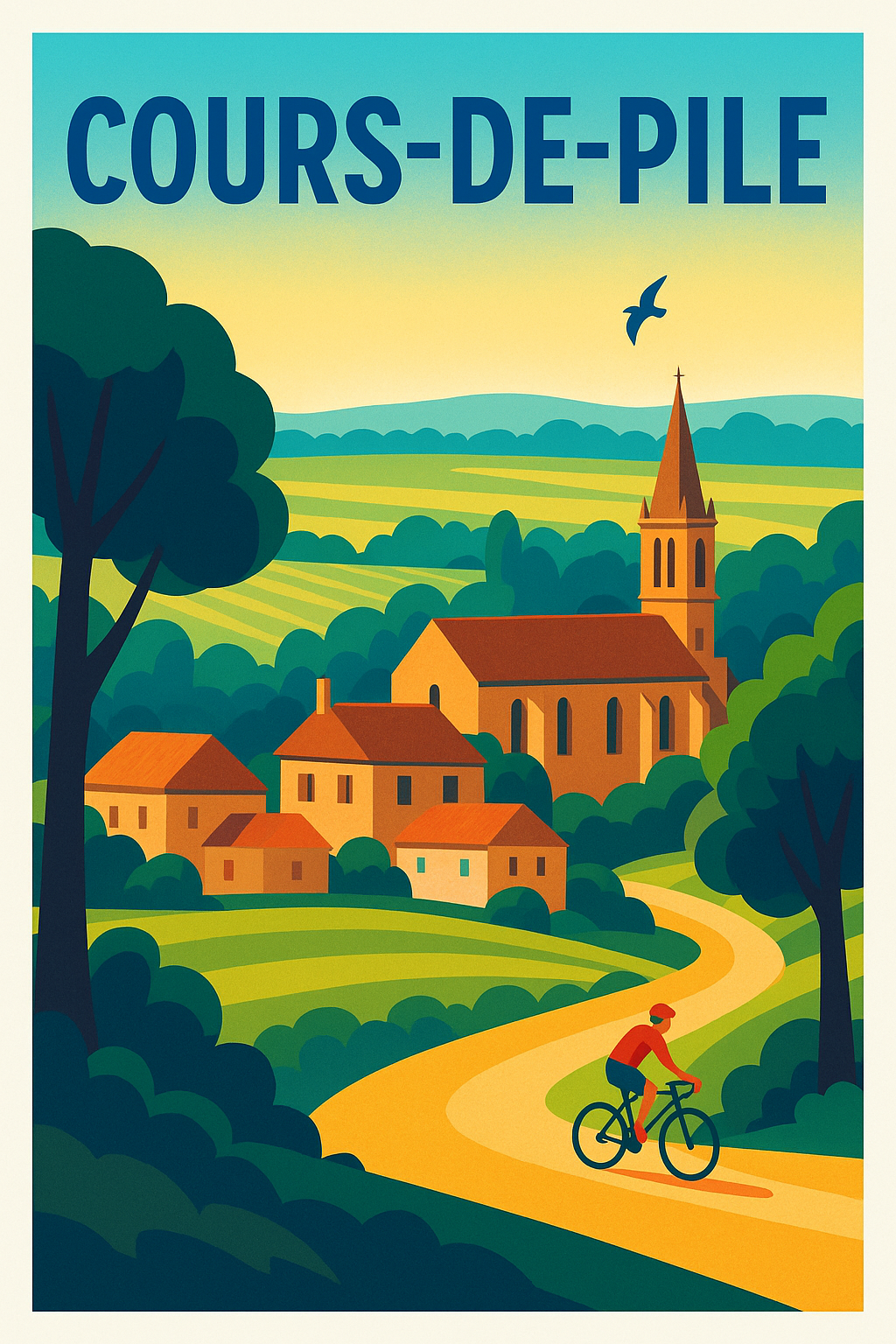 Affiche de Cours-de-Pile - Charme et nature sur deux roues